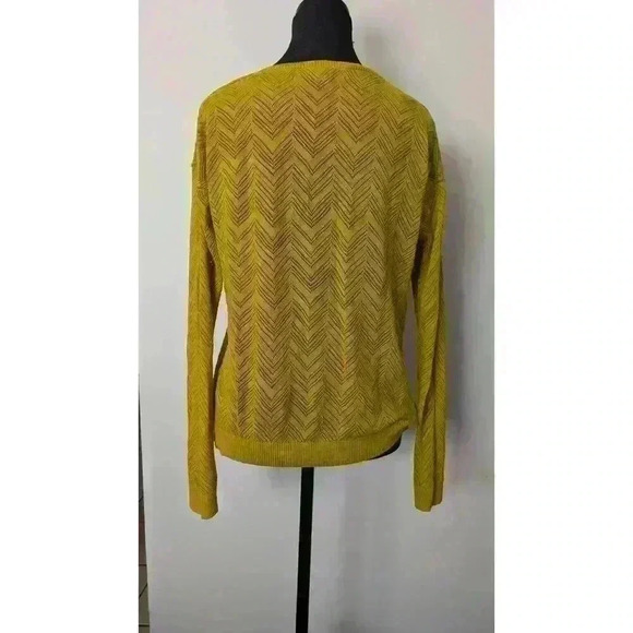 Mustard Yellow 3/4 Sleeve Blouse Embroidered Detail Waist Tie Loft - Picture 5 of 5